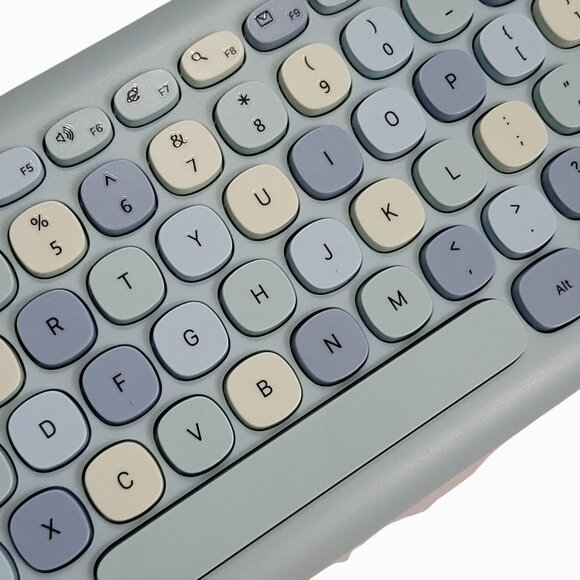 Wireless Keyboard & Mouse Combo Set Retro Round Keycaps Ergonomic Design Pastel - Picture 5 of 10
